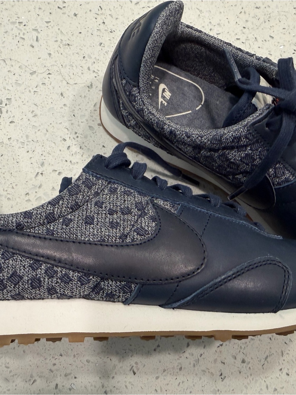 Nike Women’s Navy Knit & Leather Low-Top Sneakers
